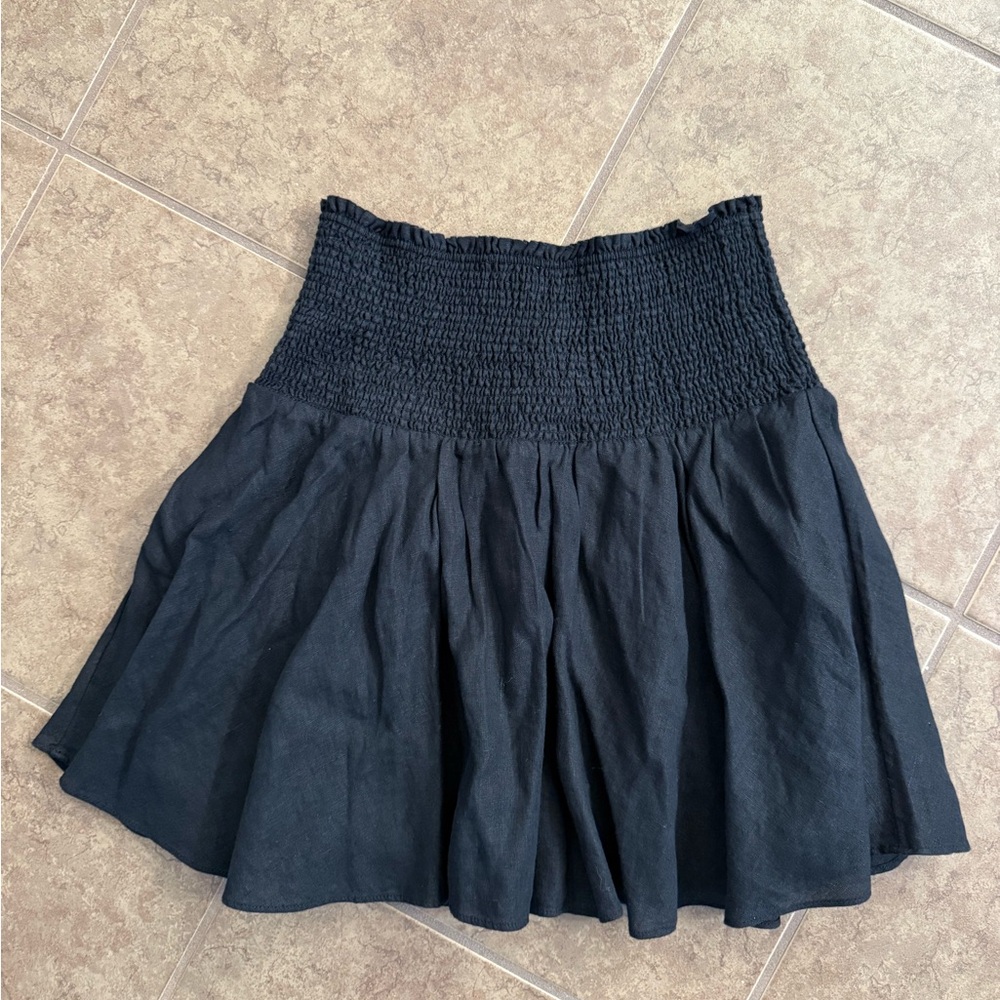 Cotton J. Crew black smocked skirt